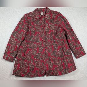 Chicos Women Jacket Size 12P Elegant Floral Mid Weight‎